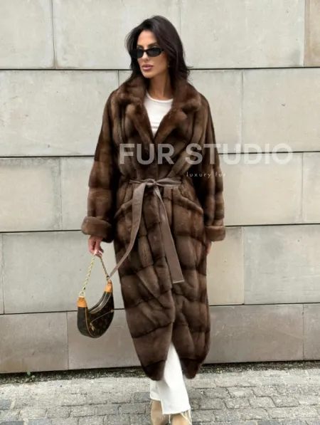 Кимоно шуба английский воротник - цвет соболь - фото 9