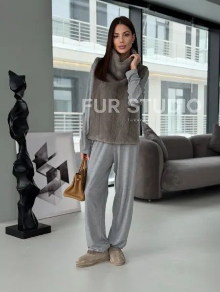 Манишка норковая серая - фото 15