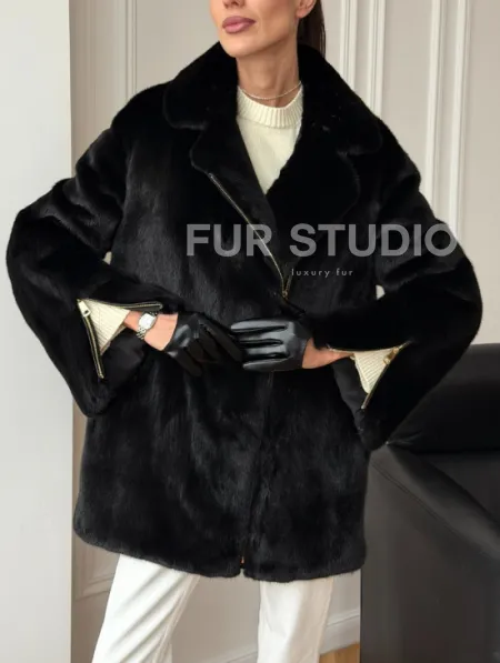 Черная норковая косуха - фото 4