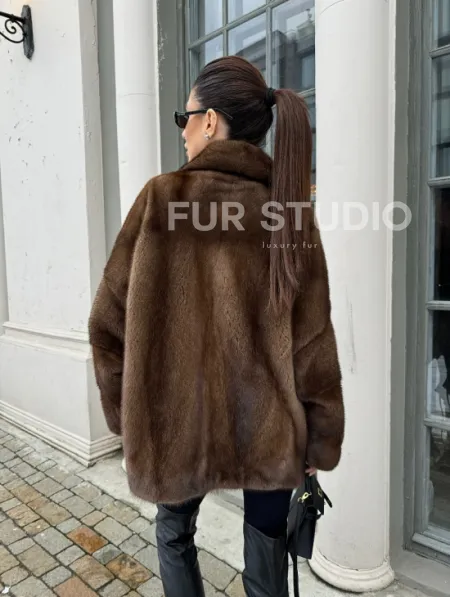 Кимоно полушубок английский воротник - цвет соболь - фото 12