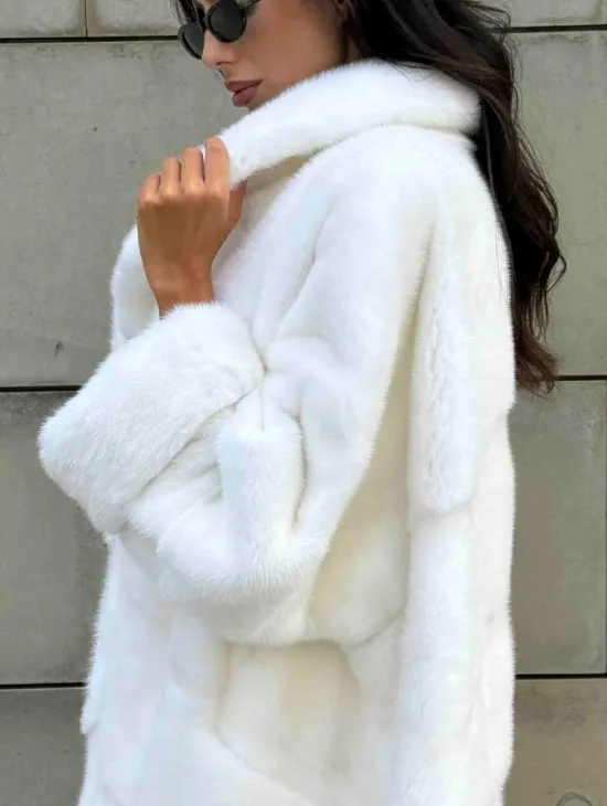 Длинная норковая шуба White COLLECTION с английским воротником - фото 5