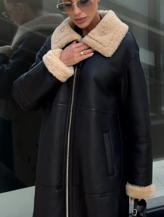 Женская натуральная дубленка из кожи силка - фото 2