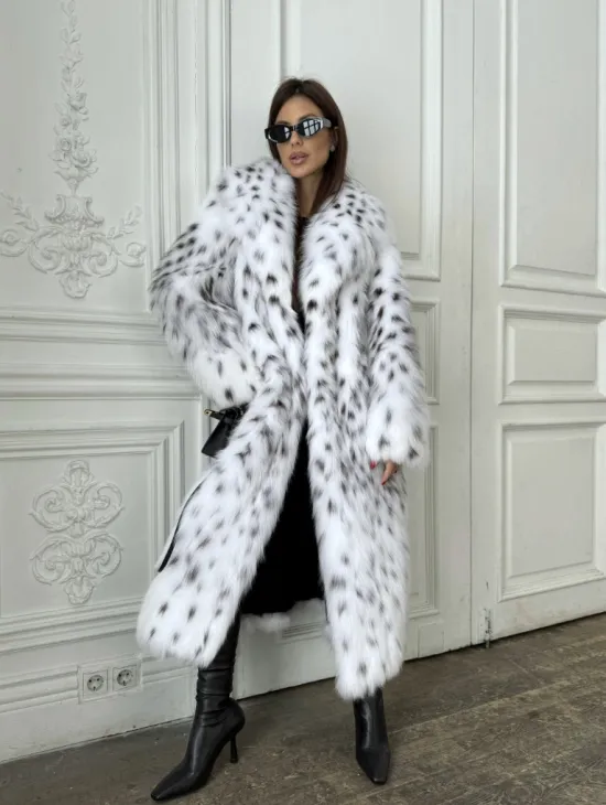 Женское Манто maxi из меха аукционной лисы ( реплика канадской рыси) - фото 5