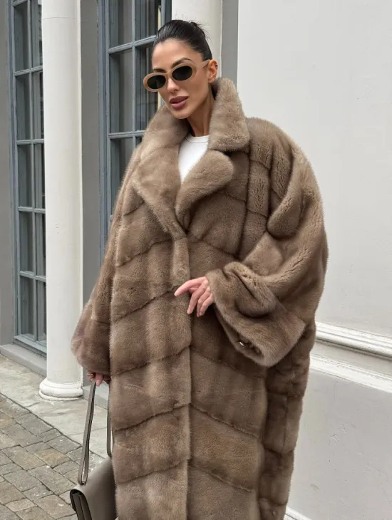 Норковая шуба Бохо из меха скандинавской норки Pastel (большие размеры) - фото 4