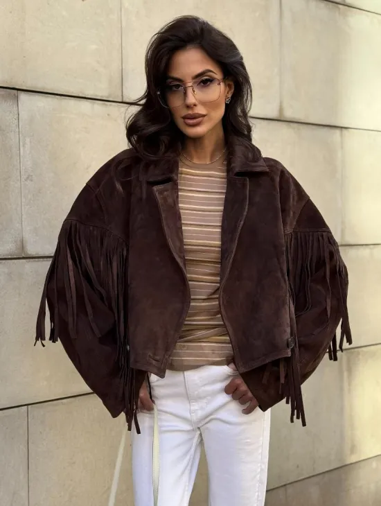 Кожаная куртка с бахромой - фото 0