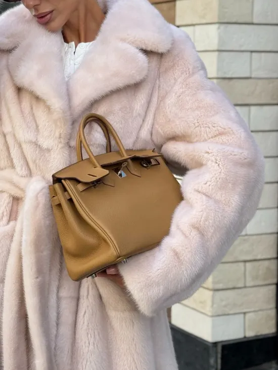 Шуба норковая - пальто с поясом, классика - фото 1