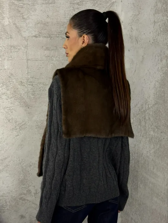 Манишка норковая - цвет соболь - фото 5