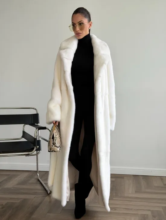 Белая норковая шуба в пол - фото 6