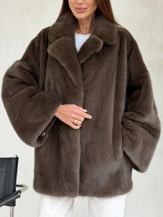 Меховой норковый жакет - английский воротник - фото 2