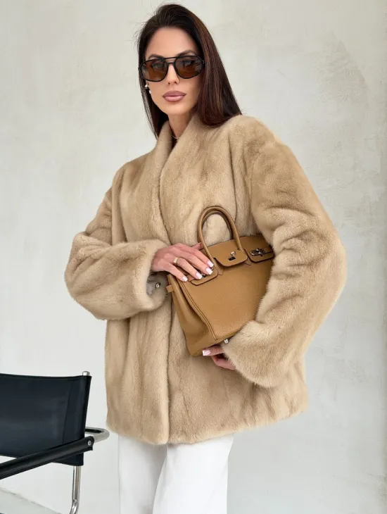 Жакет из натурального меха норки - Palomino - фото 5