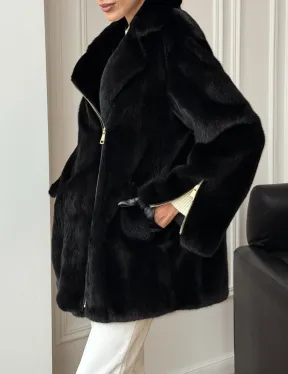 Черная норковая косуха - фото 5