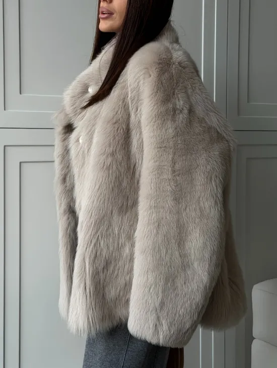 Бежевая дубленка из тосканы - фото 3