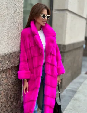 Розовая норковая шуба - фото 1