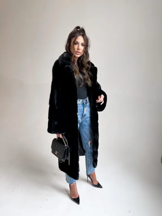 Черная норковая шуба из аукционной норки NAFA - фото 3