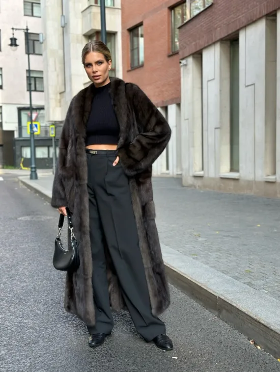 Меховое пальто из баргузинского соболя с проседью - фото 3