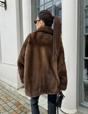 Кимоно полушубок английский воротник - цвет соболь - фото 12