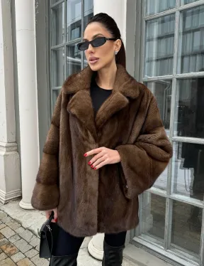 Кимоно полушубок английский воротник - цвет соболь - фото 6