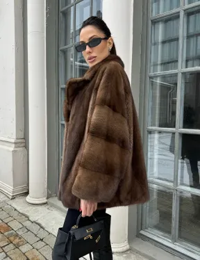 Кимоно полушубок английский воротник - цвет соболь - фото 9