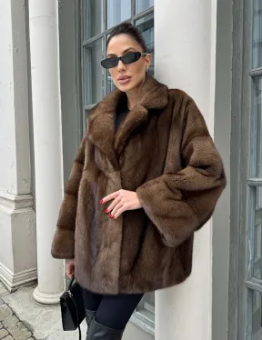 Кимоно полушубок английский воротник - цвет соболь - фото 10