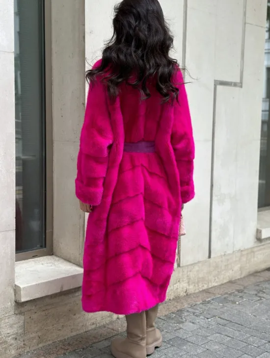 Фуксия шуба из меха аукционной норки - фото 3